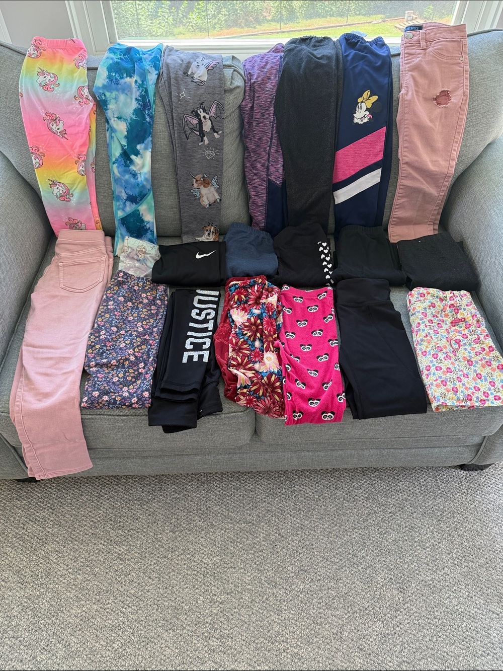Girls Bundle- 21 pairs of Assorted Pink, Blue & Gray Mixed Leggings Pack